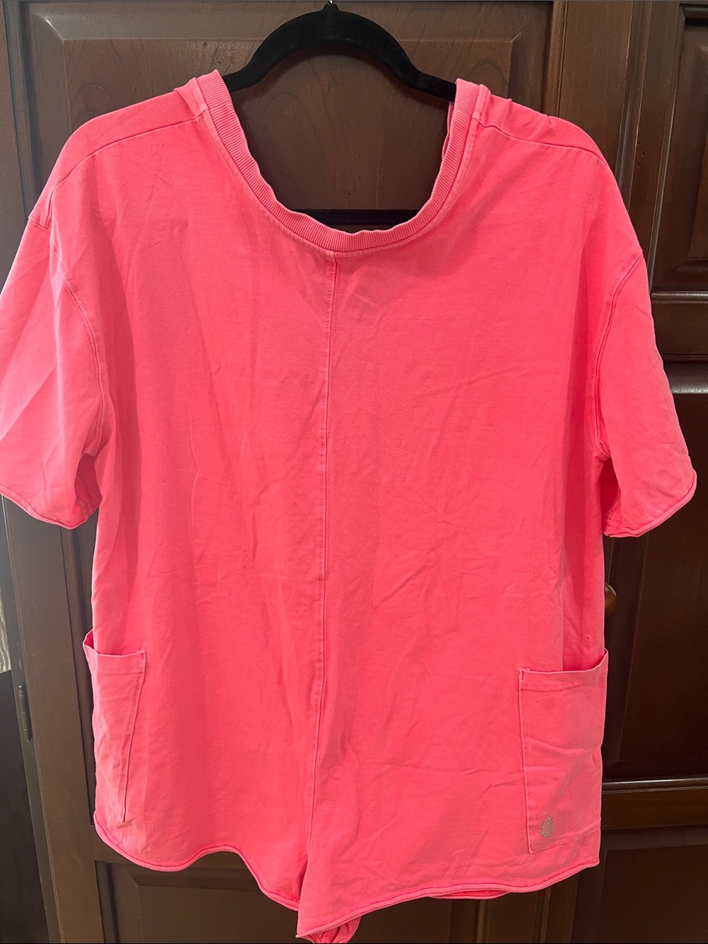FP Movement by Free People Coral Pink Short-Sleeve Romper